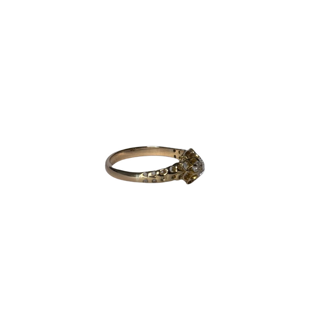 Maria - Antique 18K Yellow Gold Cushion-Cut Diamond Openwork Solitaire Ring