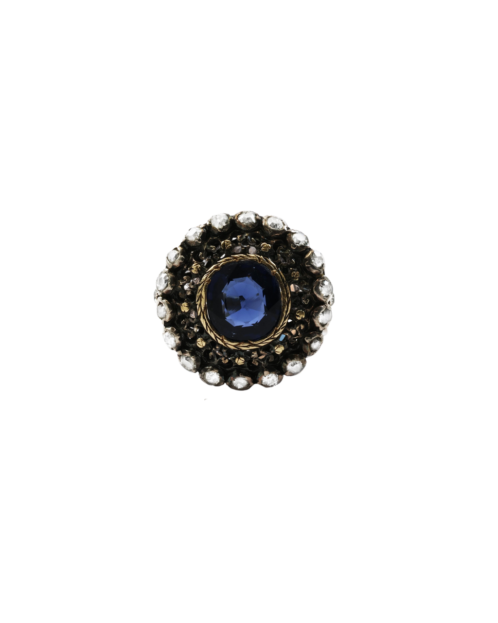 Victoria - Antique 18K Gold & Silver Sapphire Cluster Ring