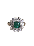 Sylvie - Modern 18K White Gold Square Emerald & Diamond Double Halo Ring
