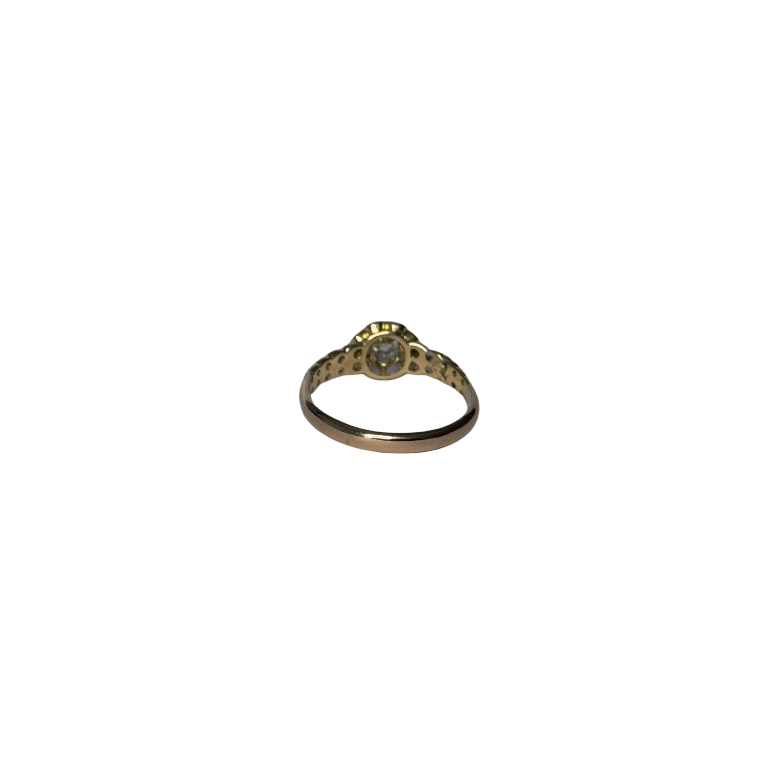 Maria - Antique 18K Yellow Gold Cushion-Cut Diamond Openwork Solitaire Ring