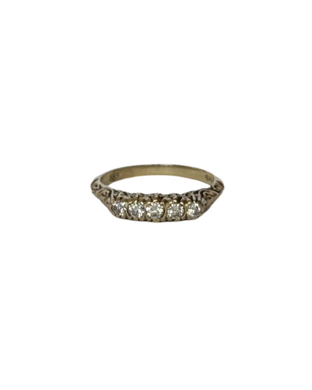 Josephine - Vintage 14K Yellow Gold Five Brilliant-Cut Diamond Ring