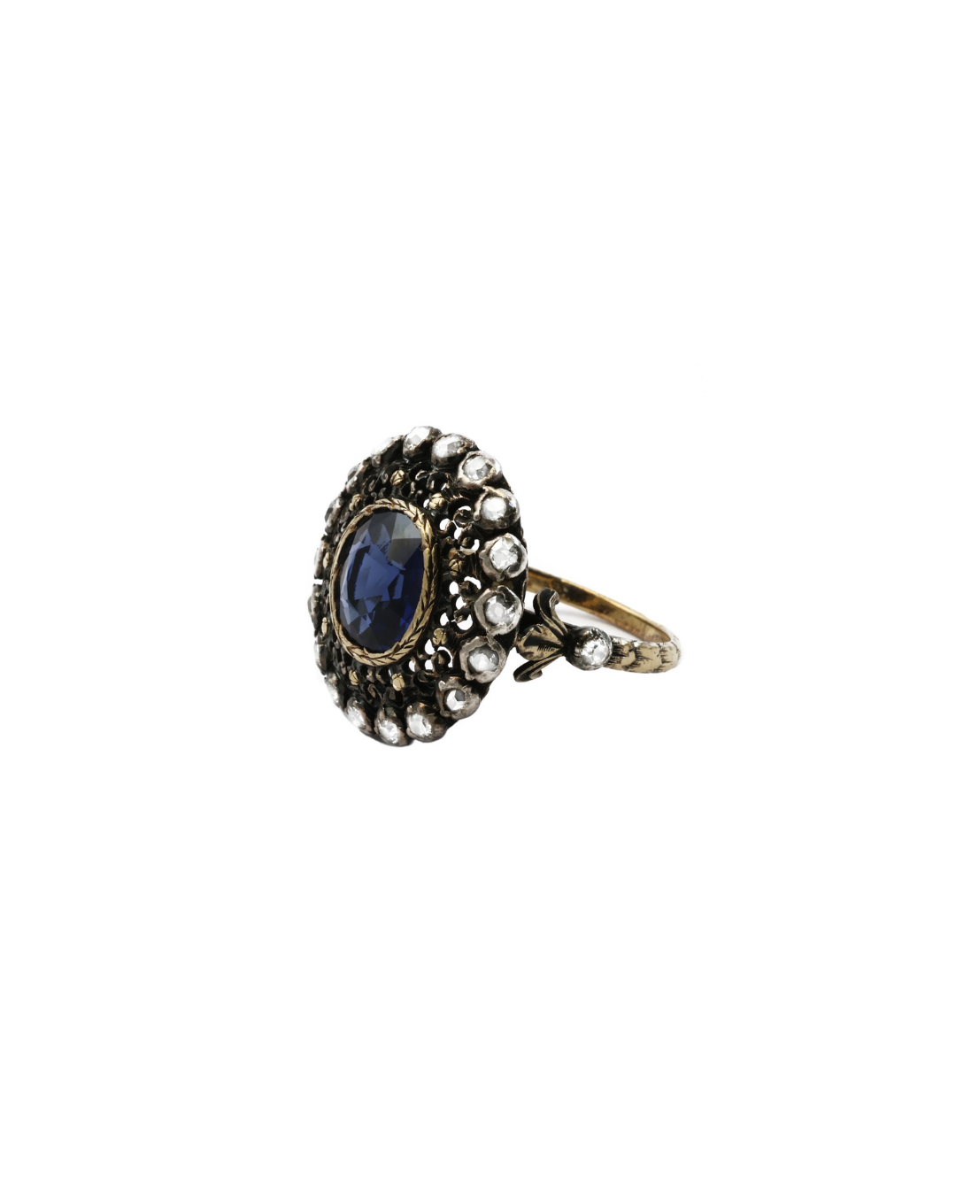 Victoria - Antique 18K Gold & Silver Sapphire Cluster Ring