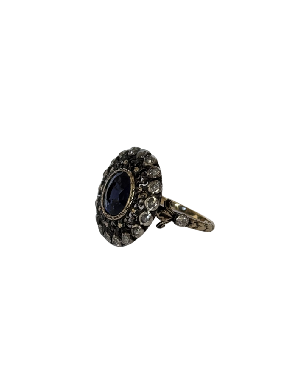 Victoria - Antique 18K Gold & Silver Sapphire Cluster Ring