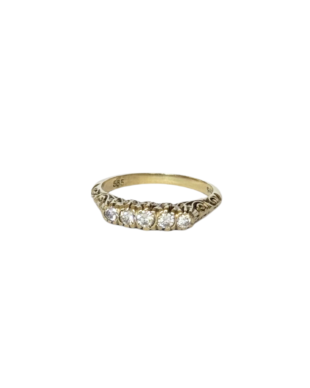 Josephine - Vintage 14K Yellow Gold Five Brilliant-Cut Diamond Ring
