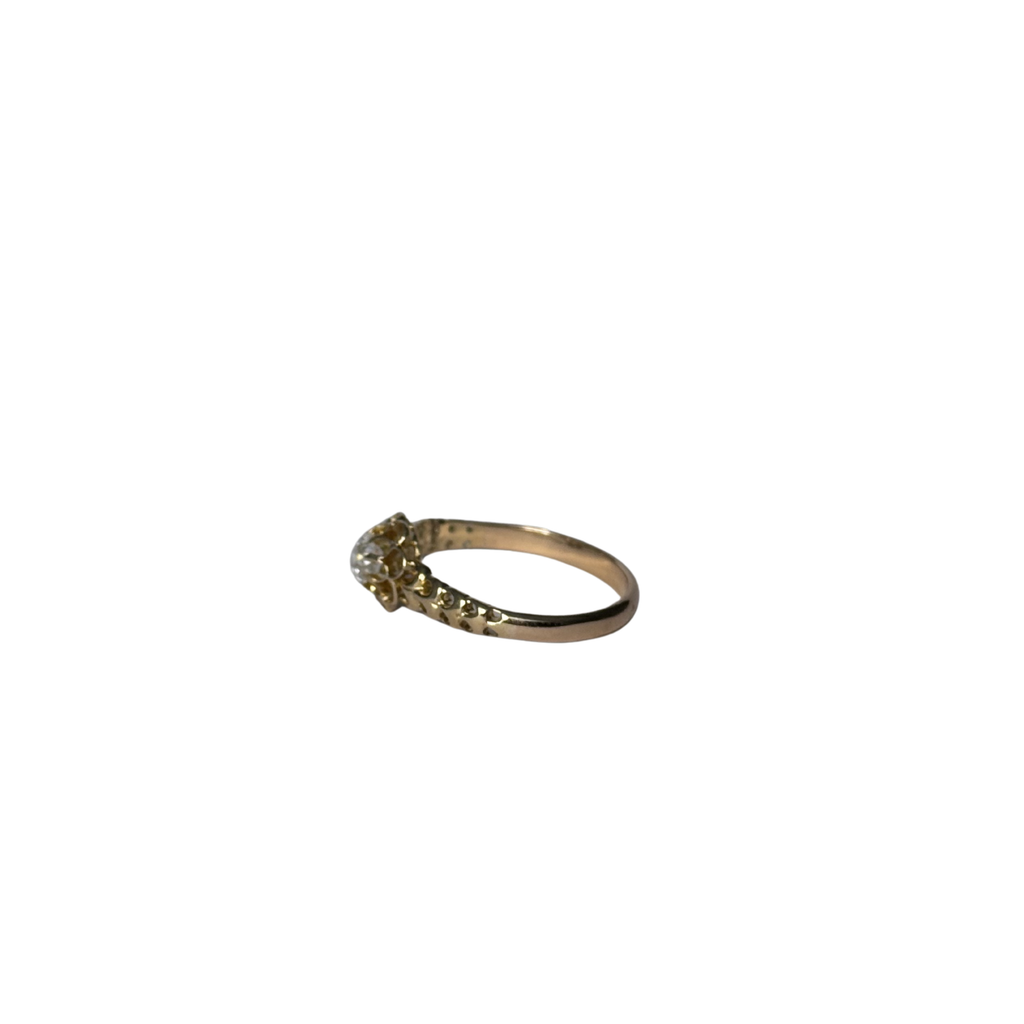 Maria - Antique 18K Yellow Gold Cushion-Cut Diamond Openwork Solitaire Ring