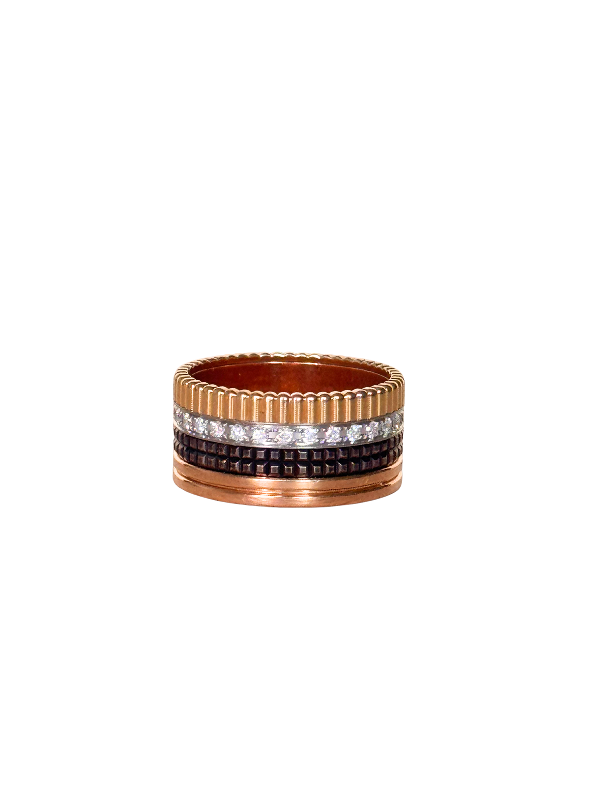 Boucheron Quatre - 18K Tri-Color Gold, Brown PVD Diamond Classique Ring