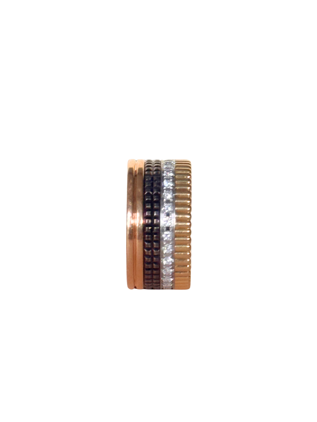 Boucheron Quatre - 18K Tri-Color Gold, Brown PVD Diamond Classique Ring