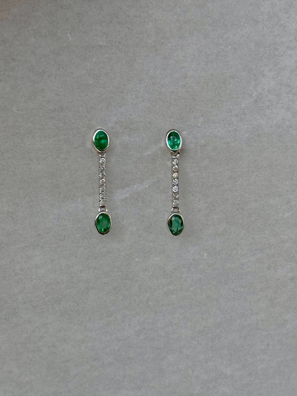 Odette - 18K White Gold Emerald & Diamond Small Earrings