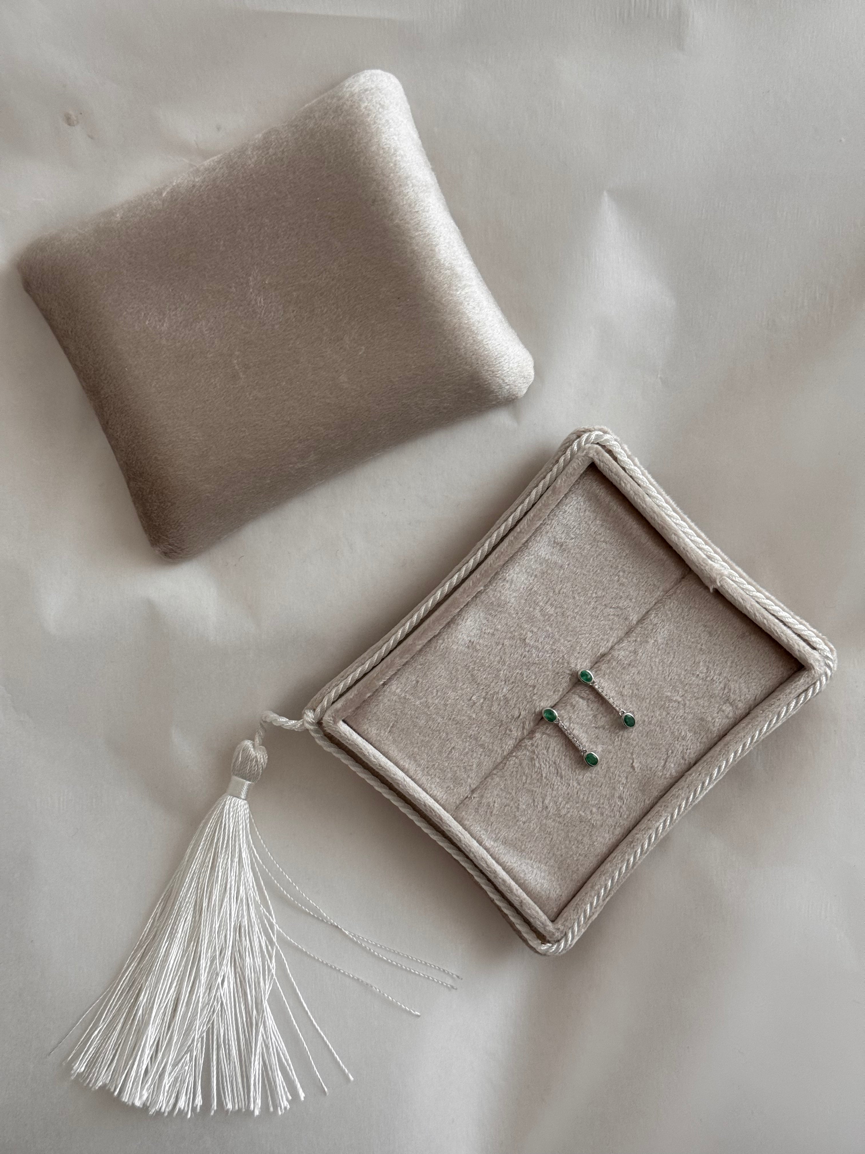 Odette - 18K White Gold Emerald & Diamond Small Earrings