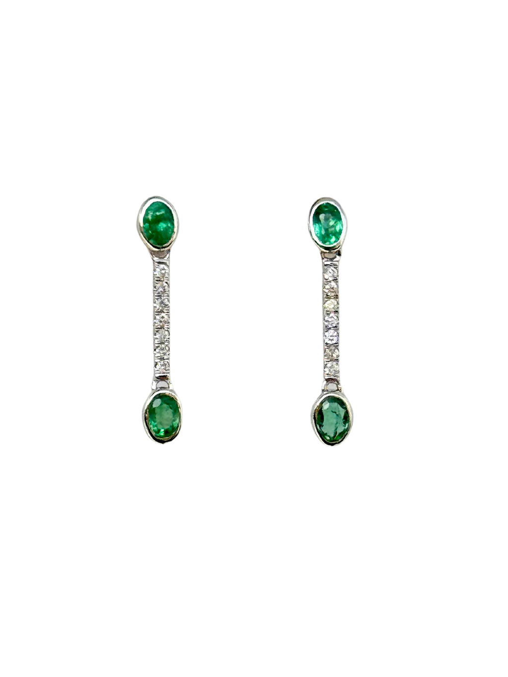 Odette - 18K White Gold Emerald & Diamond Small Earrings
