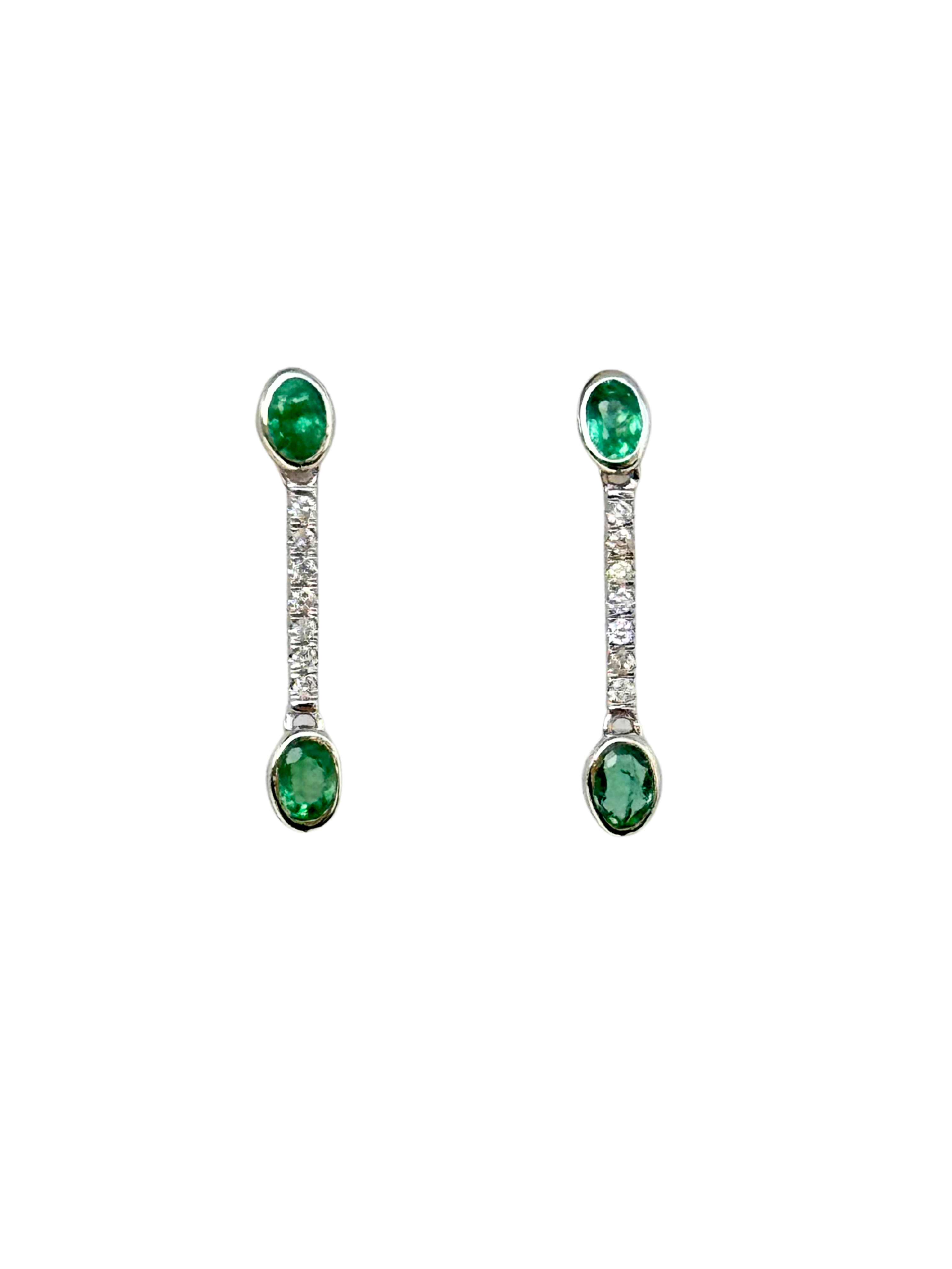 Odette - 18K White Gold Emerald & Diamond Small Earrings