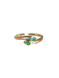 Livia - Vintage 18K Yellow Gold Toi et Moi Pear Emerald & Diamond Ring