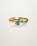 Livia - Vintage 18K Yellow Gold Toi et Moi Pear Emerald & Diamond Ring