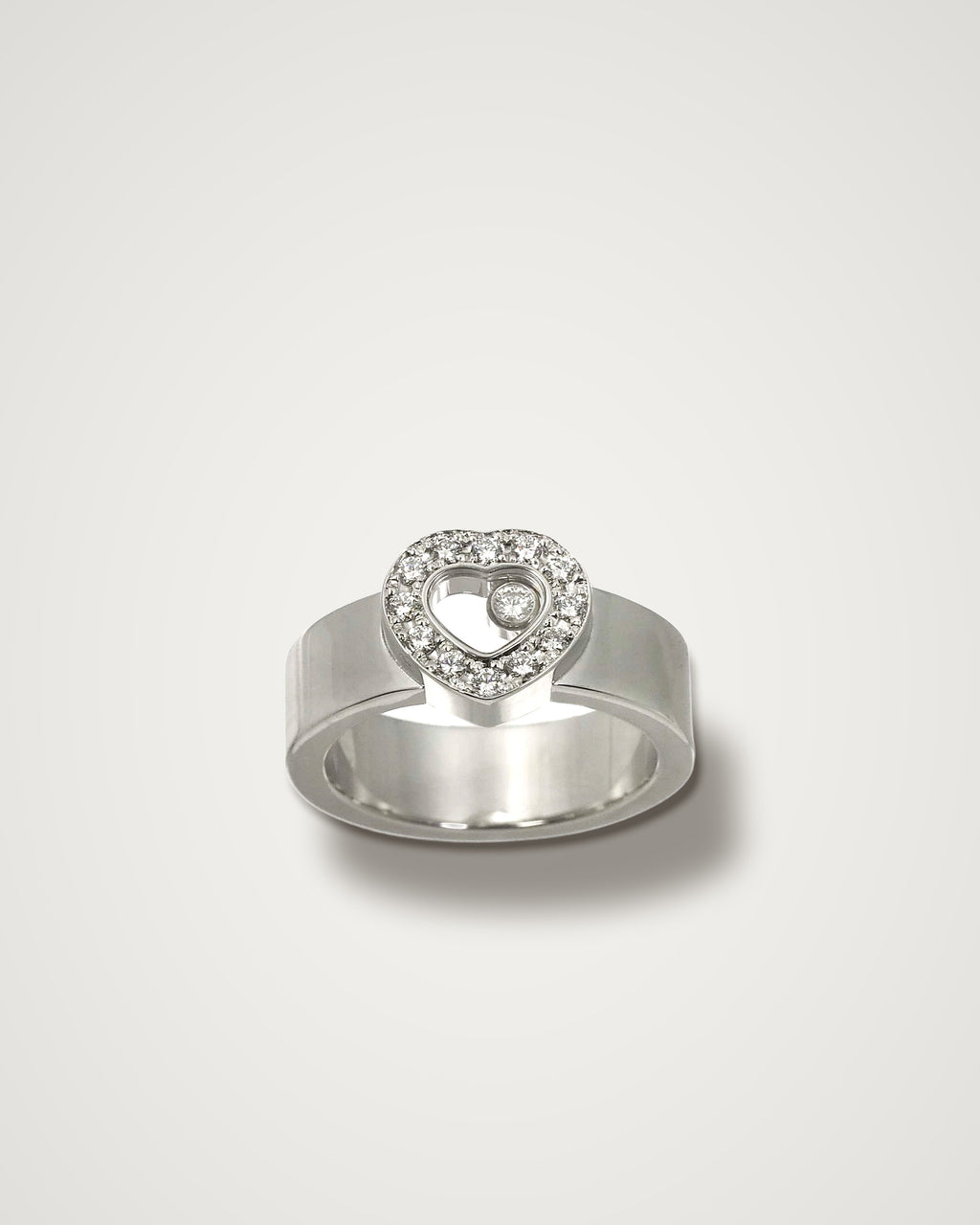 Chopard Happy Diamonds - 18K White Gold Heart Floating Diamond Ring