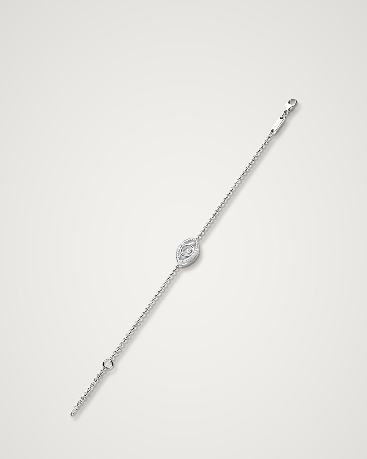 Chopard Happy Diamonds - 18K White Gold Diamond Pave Evil Eye Bracelet