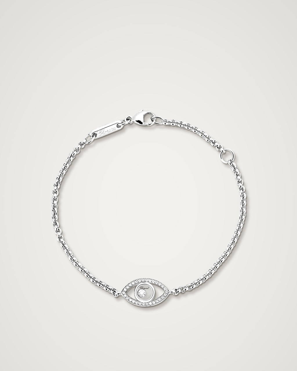 Chopard Happy Diamonds - 18K White Gold Diamond Pave Evil Eye Bracelet