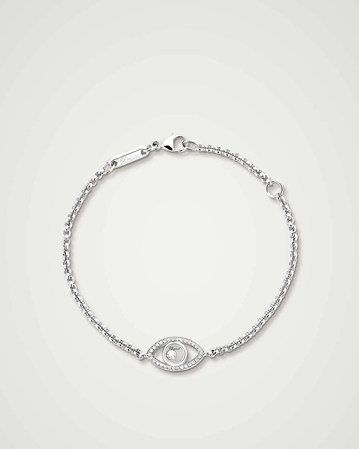Chopard Happy Diamonds - 18K White Gold Diamond Pave Evil Eye Bracelet