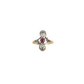 Madeleine - Antique 18K Gold, Platinum, Ruby and Rose-Cut Diamond Openwork Ring