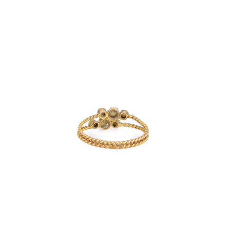 Alexandra – Antique 18K Gold Double Band Ring with Seed Pearls