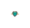 Colette - Antique 18K Gold, Platinum, Turquoise and Diamond Heart Ring