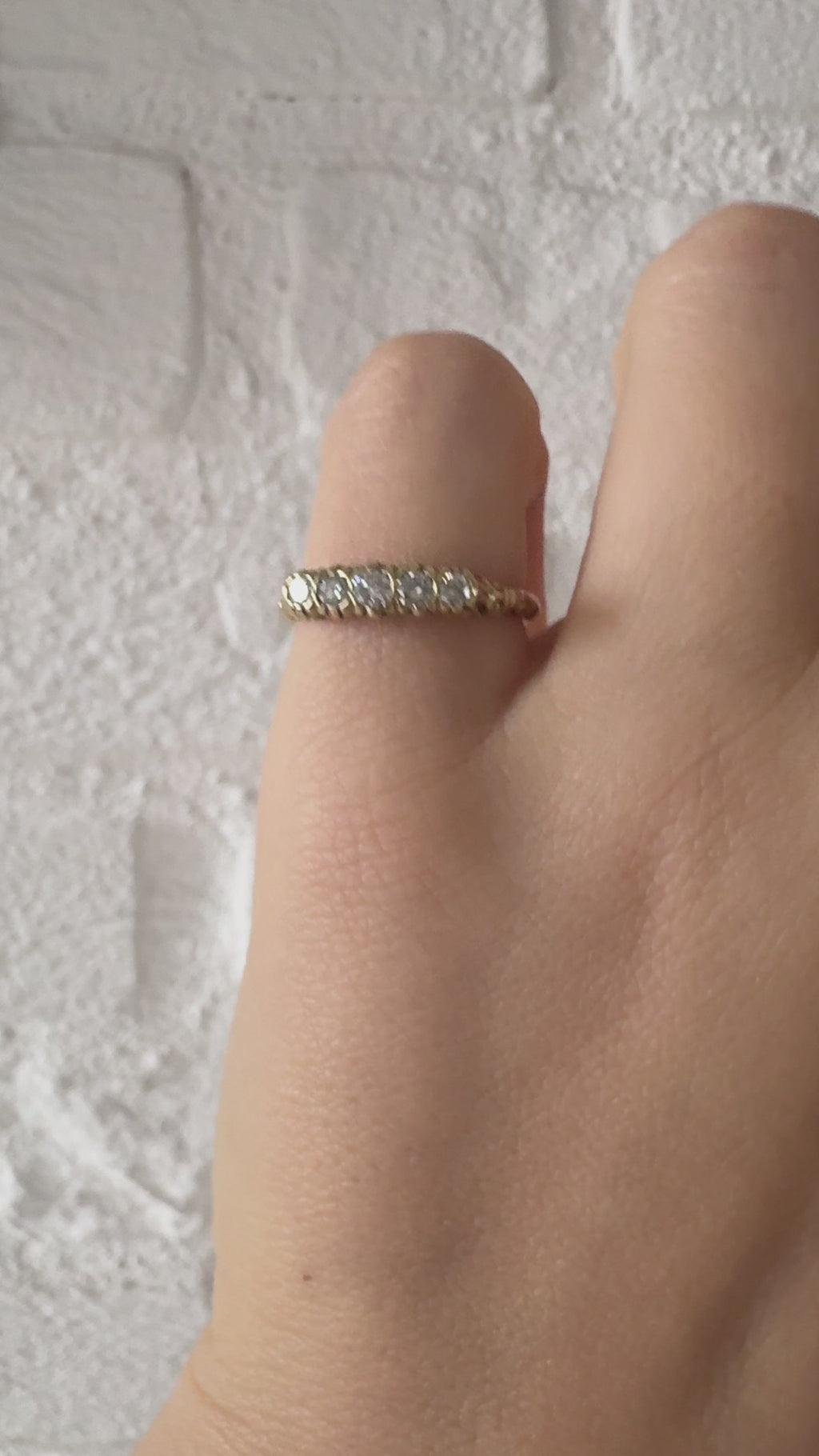 Josephine - Vintage 14K Yellow Gold Five Brilliant-Cut Diamond Ring