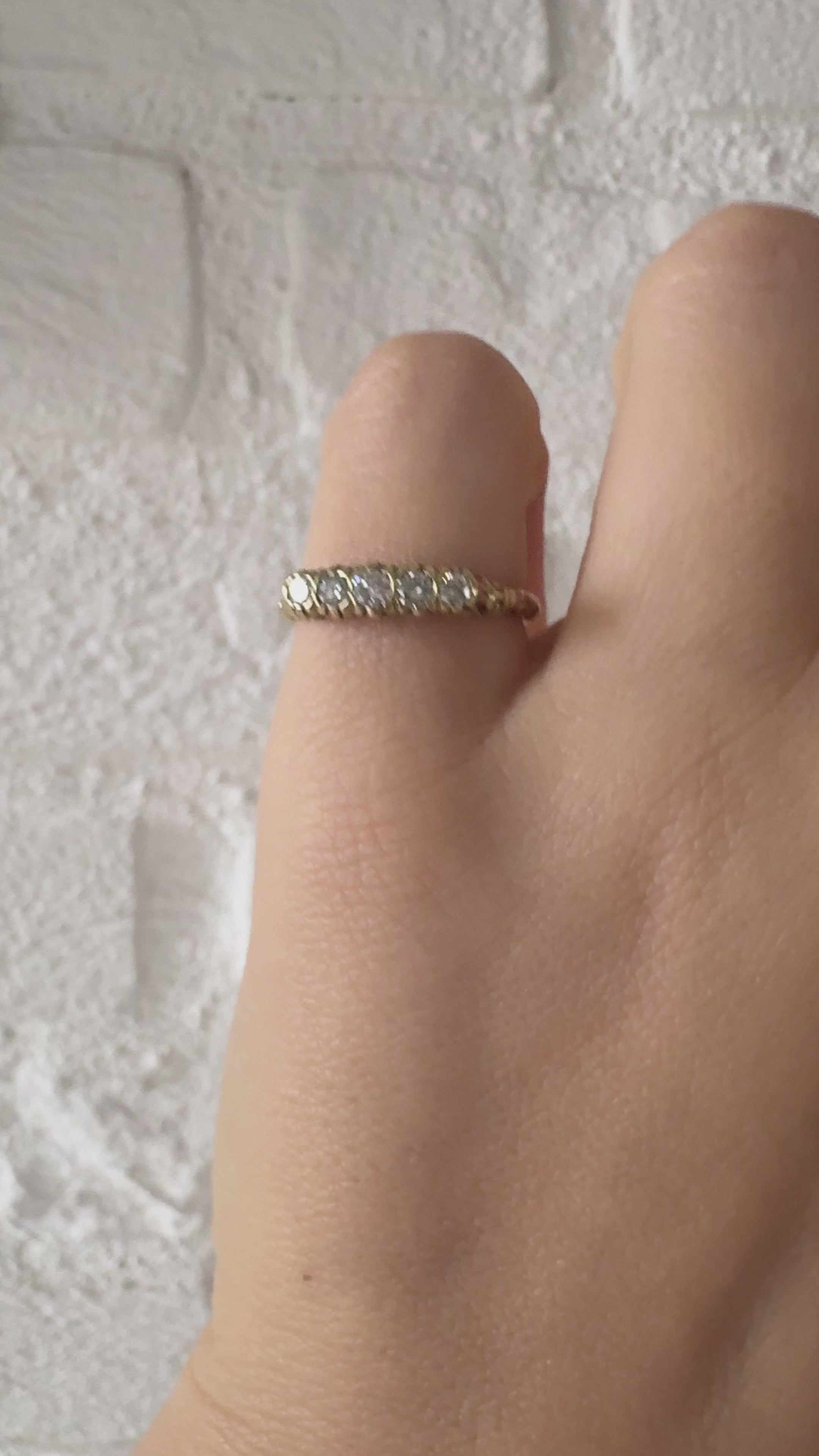 Josephine - Vintage 14K Yellow Gold Five Brilliant-Cut Diamond Ring