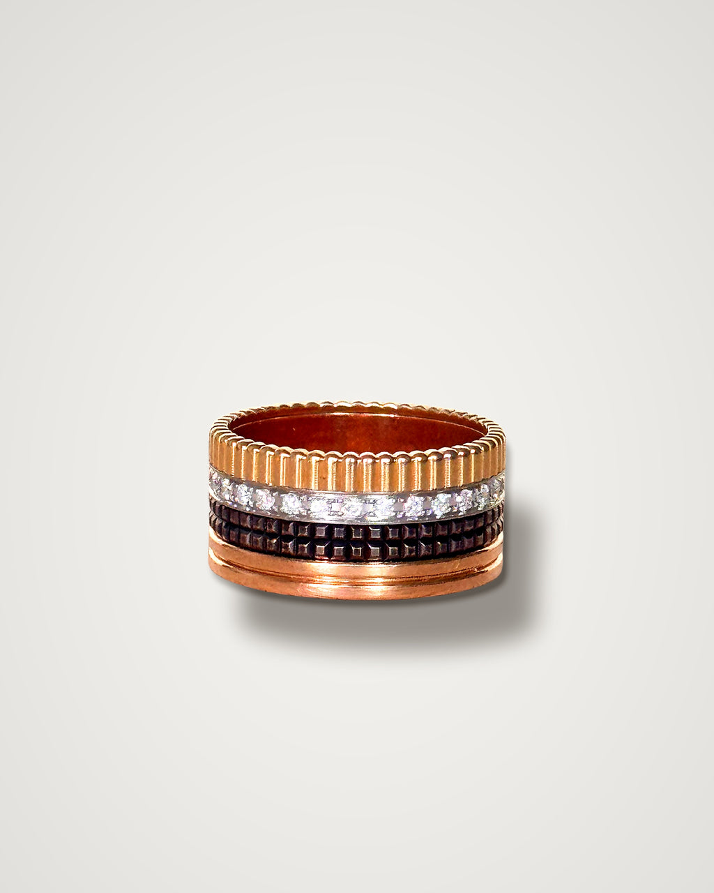 Boucheron Quatre - 18K Tri-Color Gold, Brown PVD Diamond Classique Ring