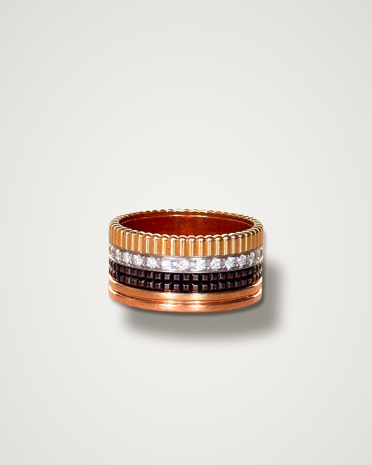 Boucheron Quatre - 18K Tri-Color Gold, Brown PVD Diamond Classique Ring