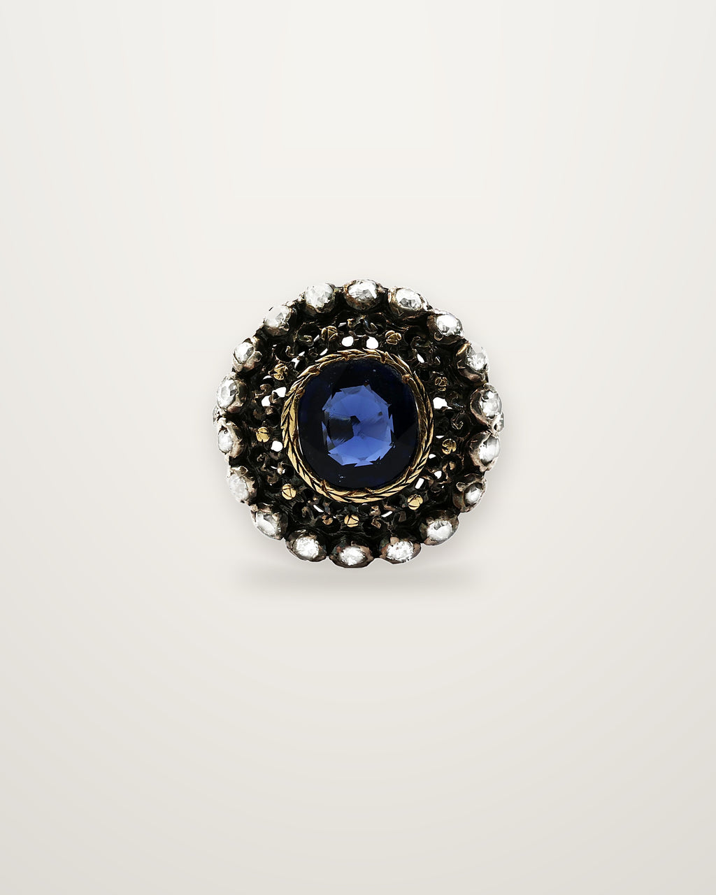 Victoria - Antique 18K Gold & Silver Sapphire Cluster Ring