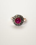 Eugénie - Antique 14K Gold & Silver Ruby & Diamond Cluster Ring