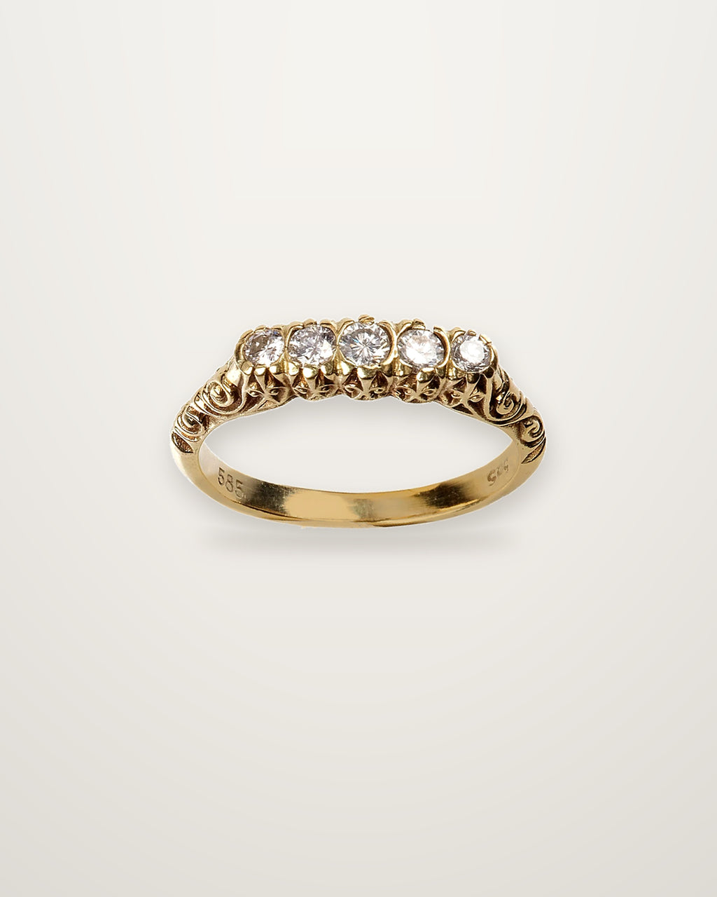 Josephine - Vintage 14K Yellow Gold Five Brilliant-Cut Diamond Ring